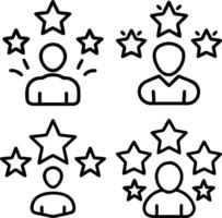 Customer Review Influence Reputation Icons Set Outline Illustration For Web Design Isolated On White Background vector