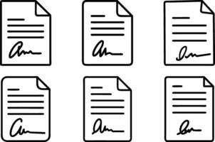 Document With Signature Icons Set Clipart Illustration In Editable Stroke Minimalist Style On White Background vector