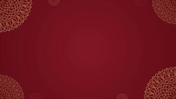 Exquisite Mandala Patterns Animation with Simple Ornate Gold Detailing on a Deep Red Horizontal Background video