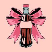 A bottle of coca cola with a bow on it vector