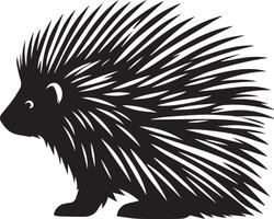 Black And White Silhouette of a Porcupine with Quills vector