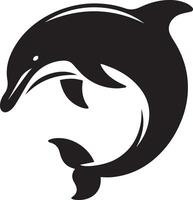 Minimalist Dolphin Logo Design - Black and White Dolphin Silhouette vector