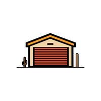 Garage Structure with Red Door and Cactus vector