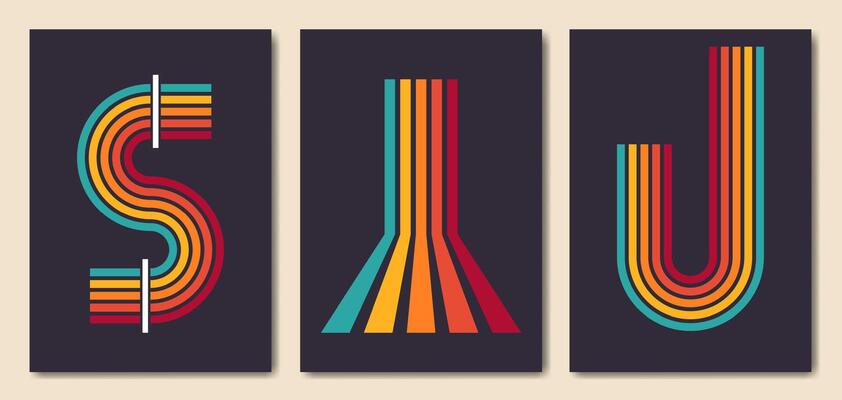 Retro Poster Flyer Minimalist Shapes Background.