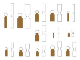 Rectangular shape keychain key FOB Dieline Template vector
