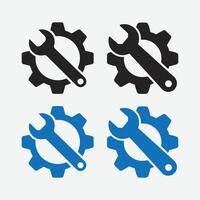 Gear and Wrench Icons Set. Repair Tools Symbol Pack. Settings and Maintenance Icons. Fixing Tools Icon Collection. vector