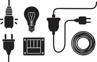 An electrical hardware material silhouette image set, vector