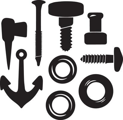 A set of unique hardware tools silhouette illustration featuring essential repair and construction tools