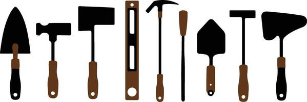 Unique constriction masonry tool set. vector