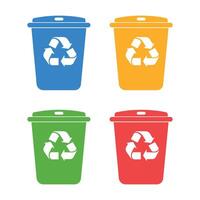 Set of 4 Colorful Trash Bin Icons vector