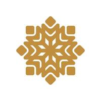 Gold Snowflake Flower Pattern Ornamental Logo Template Illustration Design. EPS 10. vector