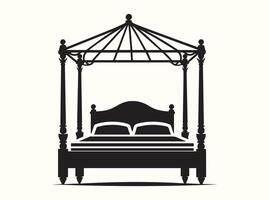 Stylish Black Outline of a Canopy Bed vector