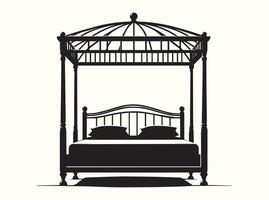 Simple Black Silhouette of a Canopy Bed vector