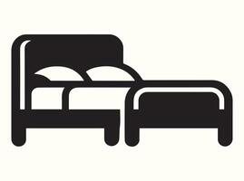 Black Bed Silhouette with Simple Lines vector