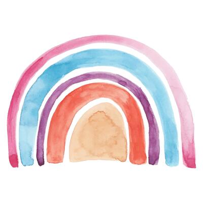 Watercolor rainbow isolated on white background. Abstract brush stroke hand painted rainbow for wrapping paper, nursery, kids, print, cards and posters