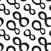 Crayon infinity sign seamless pattern. Fun bold crayon pattern with infinity symbol shapes. Drawn manual on paper vector