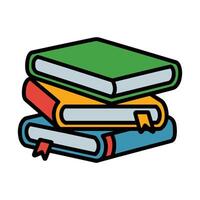 Colorful Stacked Books with Bookmarks - Education and Reading Concept vector