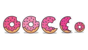 Cartoon Donut with Sprinkles Pink Frosted Doughnut Design vector