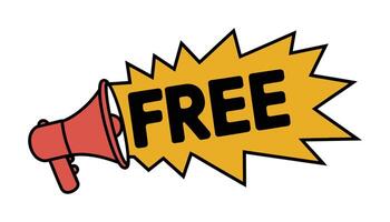 Free Offer Announcement Megaphone with Free Text Design vector