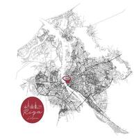 Riga capital city of Latvia,Urban Streets Roads Map with city center location pin, illustration element image vector
