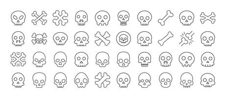 Skull Line Icon Bundle. Outline Signs for Graphic and Web Design, Apps, Adverts, Various Cards vector