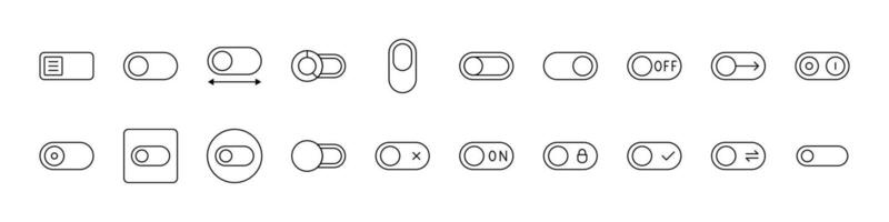 On Off, Switch Line Icon Pack. Outline Signs for Graphic and Web Design, Apps, Adverts, Various Cards vector