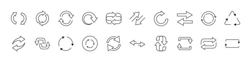Arrow Round Thin Line Icon Set. Outline Signs for Graphic and Web Design, Apps, Adverts, Various Cards vector