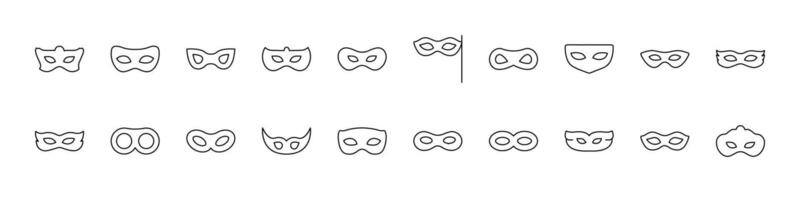 Carnival Mask Thin Icons Collection. Editable Stroke. Suitable for Web Sites, Books, Cards, Apps vector
