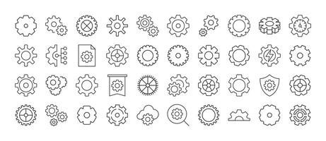 Gear and Cogwheel Modern Outline Style Icons for Design, Cards, Apps, Social Networks vector
