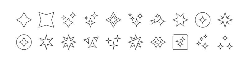 Sparkles and Stars Outline Simple Linear Image Collection. Editable Stroke. Suitable for Web Sites, Books, Cards, Apps vector