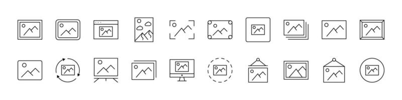 Picture Modern Outline Style Icons for Design, Cards, Apps, Social Networks vector