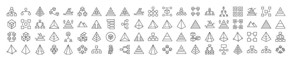 Pyramid, Hierarchy, Cubes Modern Outline Style Icons for Design, Cards, Apps, Social Networks vector