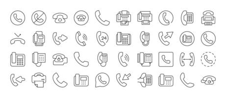 Vintage Phone Thin Line Icon Set. Outline Signs for Graphic and Web Design, Apps, Adverts, Various Cards vector