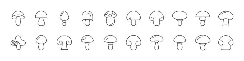 Mushroom Line Icon Pack. Outline Signs for Graphic and Web Design, Apps, Adverts, Various Cards vector