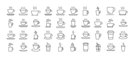 Beverage Line Icon Bundle. Cup Outline Signs for Graphic and Web Design, Apps, Adverts, Various Cards vector