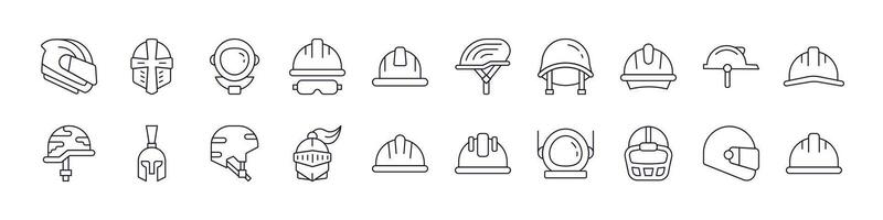 Helmet Line Icon Bundle. Outline Signs for Graphic and Web Design, Apps, Adverts, Various vector