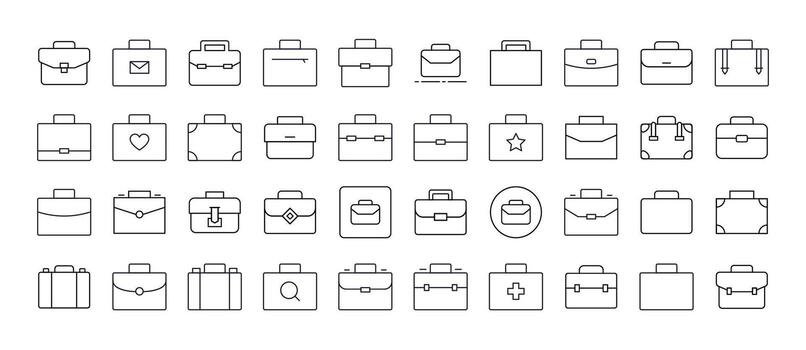 Briefcase Related Icon Set. Editable Stroke. Perfect for Web Sites, Books, Cards, Apps vector