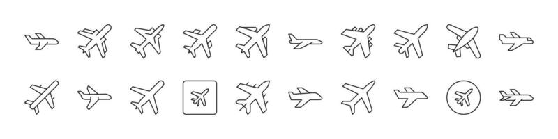 Aviation Line Icon Bundle. Plane Outline Signs for Graphic and Web Design, Apps, Adverts, Various Cards vector