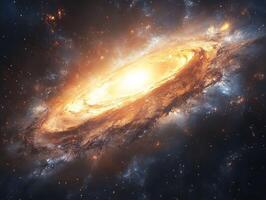 Celestial Disk, A fiery galaxy swirling in the cosmic expanse, detailed vista, photo
