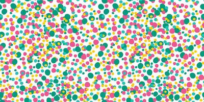 WebSeamless Colorful Abstract Dotted Pattern with Vibrant Pink, Green, and Yellow Circles on a White Background for Playful and Modern Designs vector