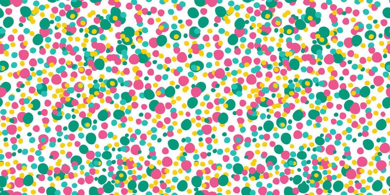 WebSeamless Colorful Abstract Dotted Pattern with Vibrant Pink, Green, and Yellow Circles on a White Background for Playful and Modern Designs