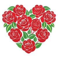 red roses in a heart shape Red Rose Heart Valentine's Day White Background vector