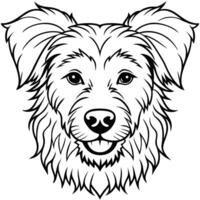 a dog's head is drawn in black and white on a white background vector