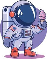 a Astronaut holding a ice cream vector