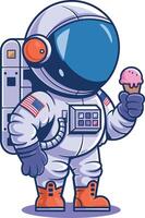 Astronaut holding a ice cream sticker vector