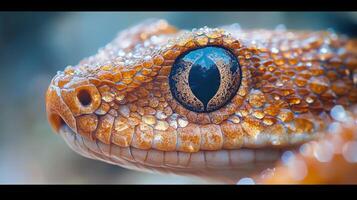 Close-Up of a Snake's Eye, Detailed Reptilian Look photo