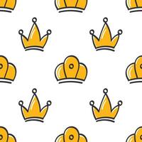 Seamless pattern with hand drawn crowns on white background. Queen or king doodle crowns background. Simple print. vector