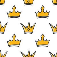 Seamless pattern with hand drawn crowns on white background. Queen or king doodle crowns background. Simple print vector