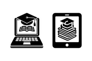 E-learning concept with tablet and laptop icons. vector