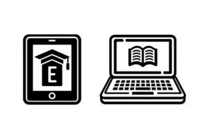 Silhouettes of educational technology symbols. vector